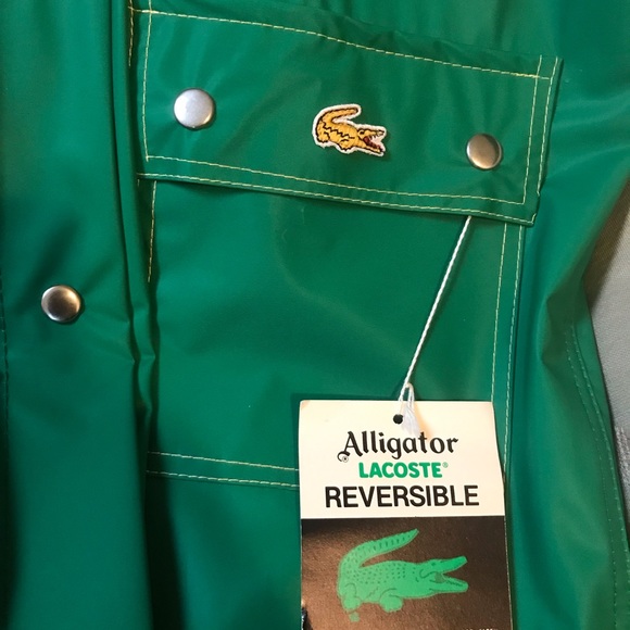 Green vintage Lacoste rain coat Reversible - Picture 3 of 8